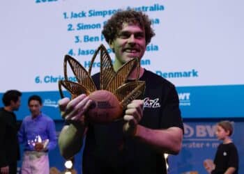 Jack Simpson celebrates winning the World Barista Championship.