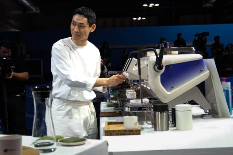 China's Simon SunLei competing at the 2025 World Barista Championship.