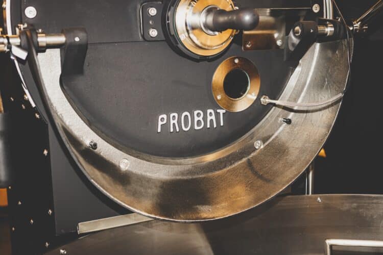Bangkok, THAILAND - July 14 2023: PROBAT brand coffee bean roaster machine manufacturing by Emmericher Maschinenfabrik Factory found in Germany in 1868