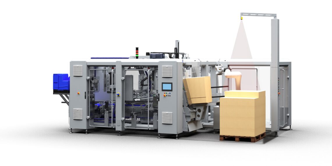  Cama Group’s monobloc FW machine, with robotic automatic carton-loading solution. Image: Cama Group.