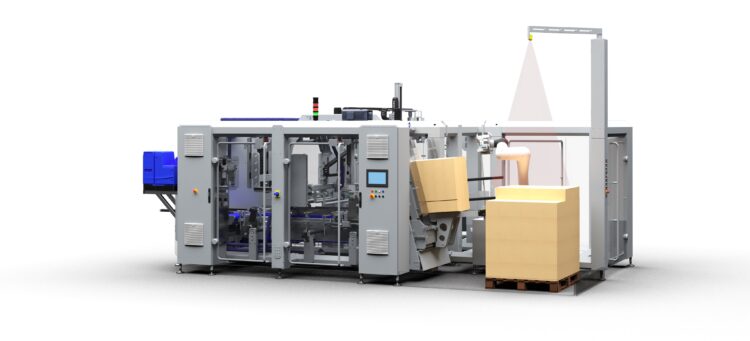 Cama Group’s monobloc FW machine, with robotic automatic carton-loading solution. Image: Cama Group.